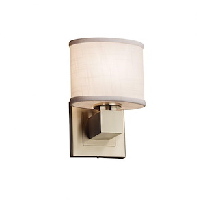 Textile Aero - 1 Light ADA No Arms Wall Sconce with Oval White Woven Fabric Shade