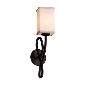 Textile Capellini - 1 Light Wall Sconce with Square Flat Rim Cream Woven Fabric Shade - 1039879