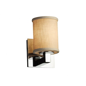 Textile Modular - 1 Light Wall Sconce with Cylinder Flat Rim Cream Woven Fabric Shade - 1039900