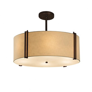 Textile Reveal - 3 Light 18 Inch Drum Pendant with Drum Cream Woven Fabric Shade - 1039963