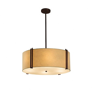 Textile Reveal - 6 Light 24 Inch Drum Pendant with Drum Cream Woven Fabric Shade - 1039966