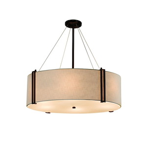 Textile Reveal - 8 Light 36 Inch Drum Pendant with Drum Cream Woven Fabric Shade