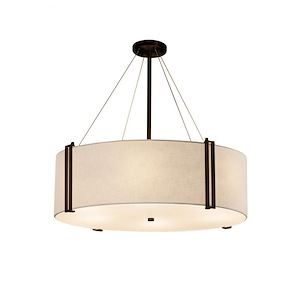 Textile Reveal - 8 Light 36 Inch Drum Pendant with Drum White Woven Fabric Shade