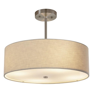 Textile Classic - 3 Light 18 Inch Drum Pendant with Drum Cream Woven Fabric Shade