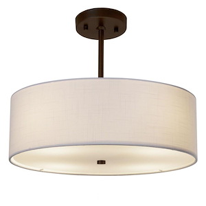 Textile Classic - 3 Light 18 Inch Drum Pendant with Drum White Woven Fabric Shade