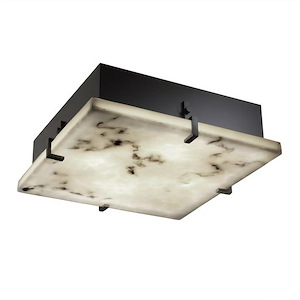 LumenAria Clips - 16.5 Inch 39W 3 LED Square Wall/Flush Mount with Faux Alabaster Shade - 1035016
