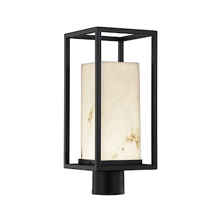 LumenAria Laguna - 7 Inch 9W 1 LED Outdoor Post Mount with Rectangle Faux Alabaster Shade - 1011469
