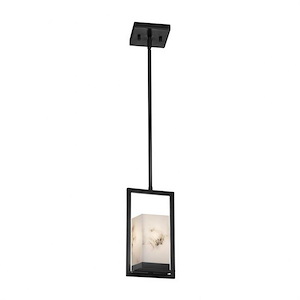 LumenAria Laguna - 11 Inch 8W 1 LED Outdoor Pendant with Rectangle Faux Alabaster Shade - 1208178