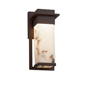 LumenAria Pacific - 12 Inch 14W LED Small Outdoor Wall Sconce with Faux Alabaster Shade - 923271