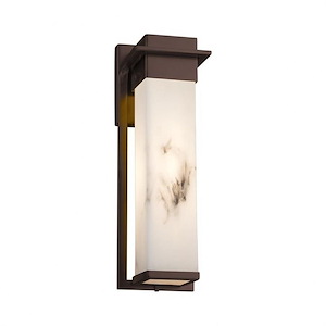 LumenAria Pacific - 16.5 Inch 14W LED Large Outdoor Wall Sconce with Faux Alabaster Shade - 923272