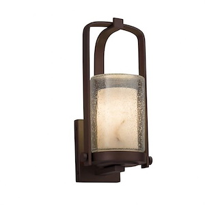 LumenAria Atlantic - 1 Light Small Outdoor Wall Sconce with Cylinder/Flat Rim Faux Alabaster Shade - 1035020
