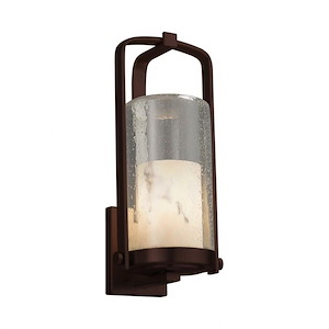 LumenAria Atlantic - 1 Light Large Outdoor Wall Sconce with Cylinder/Flat Rim Faux Alabaster Shade - 1035021