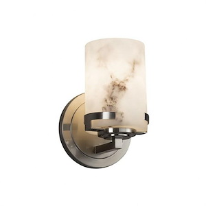 LumenAria Atlas - 1 Light Wall Sconce with Cylinder/Flat Rim Faux Alabaster Shade - 1035057