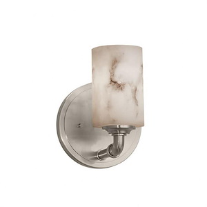 LumenAria Bronx - 1 Light Wall Sconce with Cylinder/Flat Rim Faux Alabaster Shade - 1035061