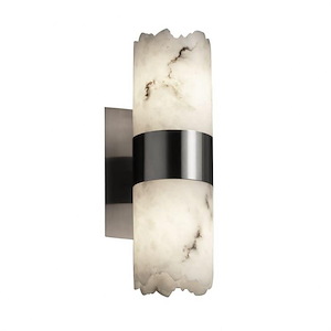 LumenAria Dakota - 2 Light Downlight Wall Sconce with Cylinder/Flat Rim Faux Alabaster Shade