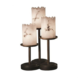 LumenAria Dakota - 3 Light Table Lamp with Cylinder/Broken Rim Faux Alabaster Shade