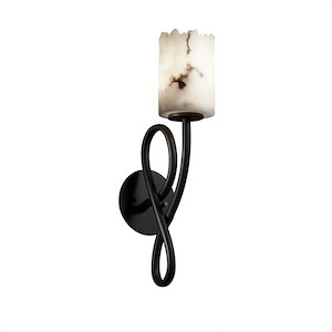 LumenAria Capellini - 1 Light Wall Sconce with Cylinder/Broken Rim Faux Alabaster Shade - 1035164