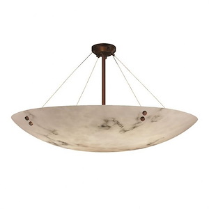 LumenAria Finials - 12 Light Semi-Flush Mount with Round Bowl Faux Alabaster Shade and Cylinder Finials