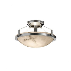 LumenAria Ring - 2 Light Semi-Flush Mount with Round Bowl Faux Alabaster Shade