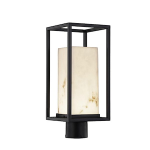 LumenAria Laguna - 7 Inch 9W 1 LED Outdoor Post Mount with Rectangle Faux Alabaster Shade