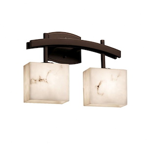 LumenAria Archway - 2 Light Bath Bar with Rectangle Faux Alabaster Shade