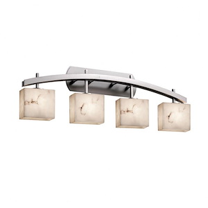 LumenAria Archway - 4 Light Bath Bar with Rectangle Faux Alabaster Shade