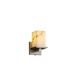LumenAria Montana - 1 Light Wall Sconce with Square/Flat Rim Faux Alabaster Shade