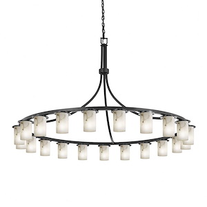 LumenAria Dakota - 21 Light Chandelier with Cylinder/Flat Rim Faux Alabaster Shade - 1035118