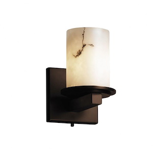 LumenAria Dakota - 1 Light Wall Sconce with Cylinder/Flat Rim Faux Alabaster Shade - 1035142