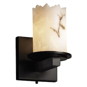 LumenAria Dakota - 1 Light Wall Sconce with Cylinder/Broken Rim Faux Alabaster Shade - 1035143