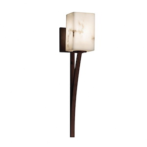 LumenAria Sabre - 1 Light Wall Sconce with Square/Flat Rim Faux Alabaster Shade