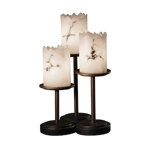 LumenAria Dakota - 3 Light Table Lamp with Cylinder/Broken Rim Faux Alabaster Shade - 1035153