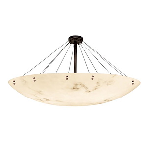 LumenAria Finials - 16 Light Semi-Flush Mount with Round Bowl Faux Alabaster Shade and Cylinder Finials - 1038614
