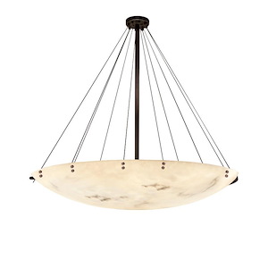 LumenAria Finials - 16 Light Pendant with Round Bowl Faux Alabaster Shade and Cylinder Finials