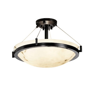 LumenAria Ring - 3 Light Semi-Flush Mount with Round Bowl Faux Alabaster Shade