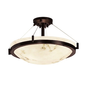 LumenAria Ring - 8 Light Semi-Flush Mount with Round Bowl Faux Alabaster Shade - 1035211