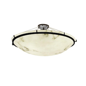 LumenAria Ring - 8 Light Semi-Flush Mount with Round Bowl Faux Alabaster Shade - 1035212