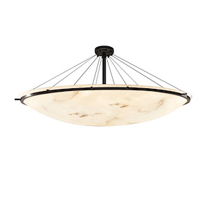 LumenAria Ring - 16 Light Semi-Flush Mount with Round Bowl Faux Alabaster Shade - 1035213