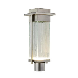 Fusion Pacific - 7 Inch 9W 1 LED Outdoor Post Mount with Rectangle Rain Glass Shade - 1033942
