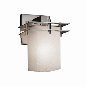 Fusion Metropolis - 1 Light 2 Flat Bars Wall Sconce with Square/Flat Rim Weave Glass Shade
