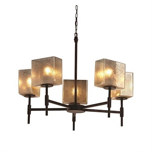 Fusion Union - 5 Light Chandelier with Rectangle Mercury Glass Shade