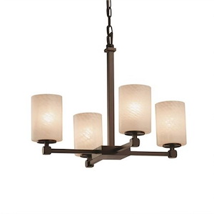 Fusion Tetra - 4 Light Chandelier with Cylinder/Flat Rim Weave Glass Shade - 1034746