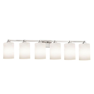 Fusion Regency - 6 Light Bath Bar with Cylinder/Flat Rim Opal Glass Shade - 1034795