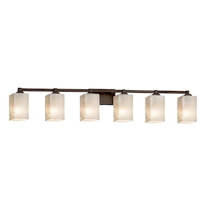 Fusion Regency - 6 Light Bath Bar with Square/Flat Rim Weave Glass Shade