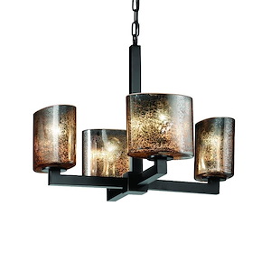 Fusion Modular - 4 Light Chandelier with Oval Mercury Glass Shade - 1034944