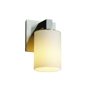 Fusion Modular - 1 Light Wall Sconce with Cylinder/Flat Rim Opal Glass Shade