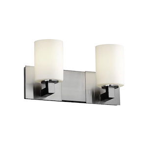 Fusion Modular - 2 Light Bath Bar with Cylinder/Flat Rim Opal Glass Shade