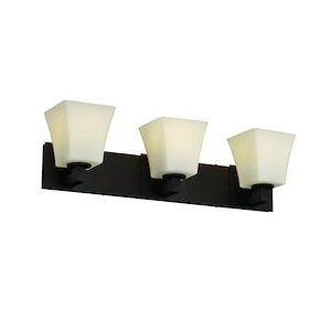 Fusion Modular - 3 Light Bath Bar with Square Flared Opal Glass Shade - 1034959