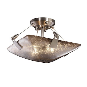 Fusion Tapered Clips - 2 Light Semi-Flush Mount with Square Bowl Mercury Glass Shade