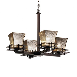 Fusion Metropolis - 4 Light Chandelier with Square Flared Mercury Glass Shade - 1034703